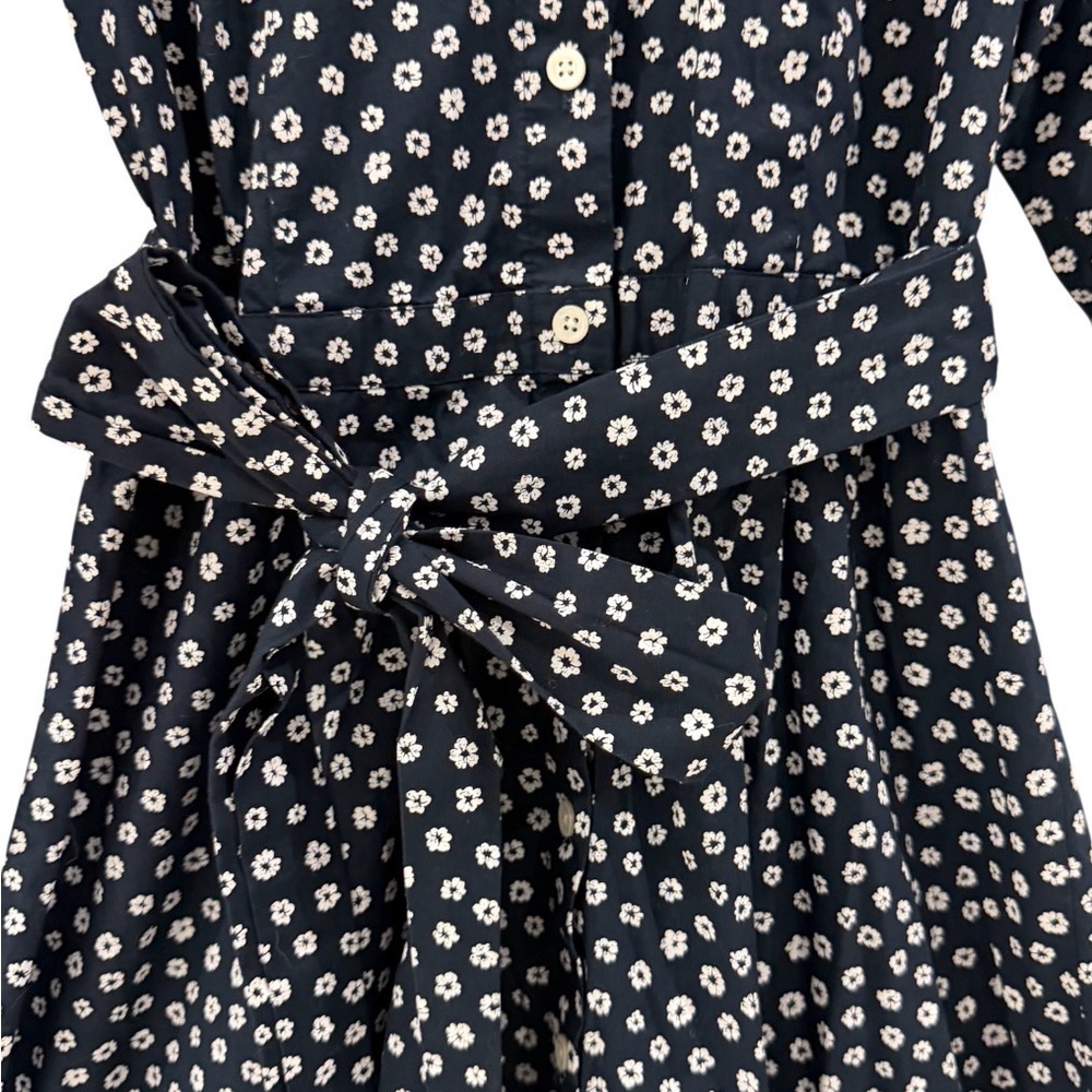 J. Crew Dark Blue Floral Long Sleeve Dress Size Small 6 EUC - Picture 4 of 9